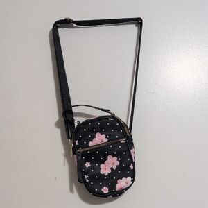 Black Cherry Blossom Polka Dot Crossbody Bag